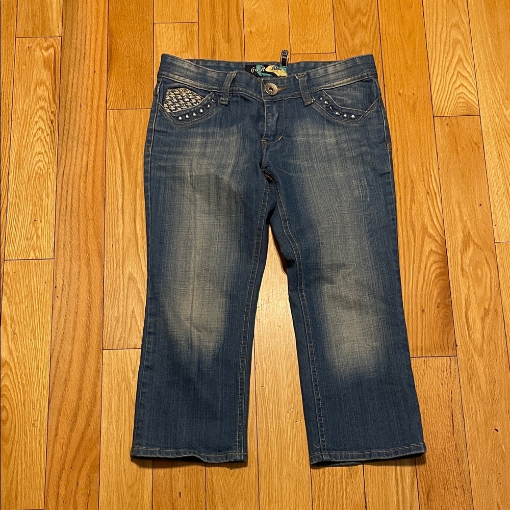 Studded Pocket Blue Cropped Jeans - Women's Ankle Denim